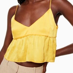 Wilfred Aritzia Satin Lover’s Camisole Yellow Gold size Small